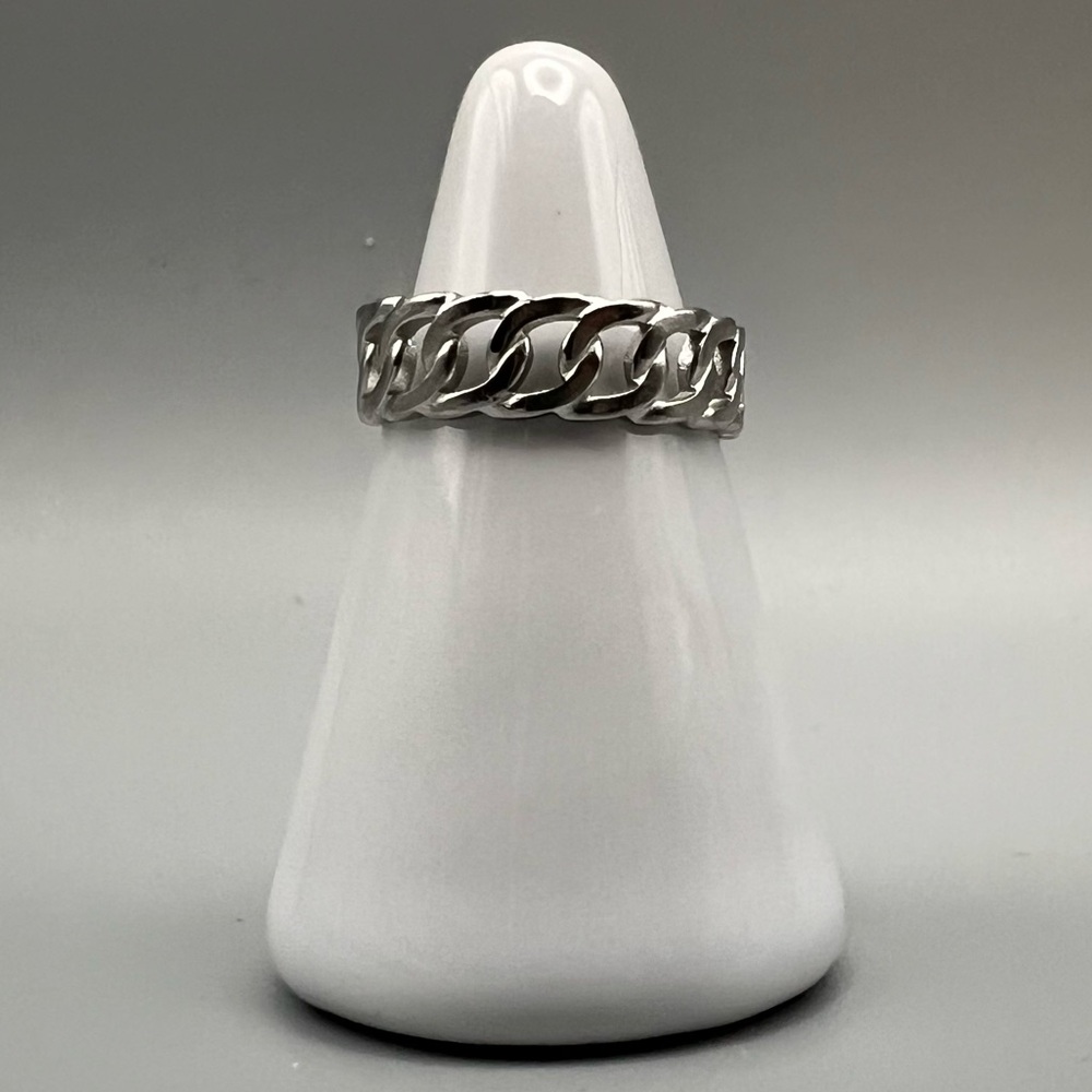 Chain Link Ring, Silver Tone